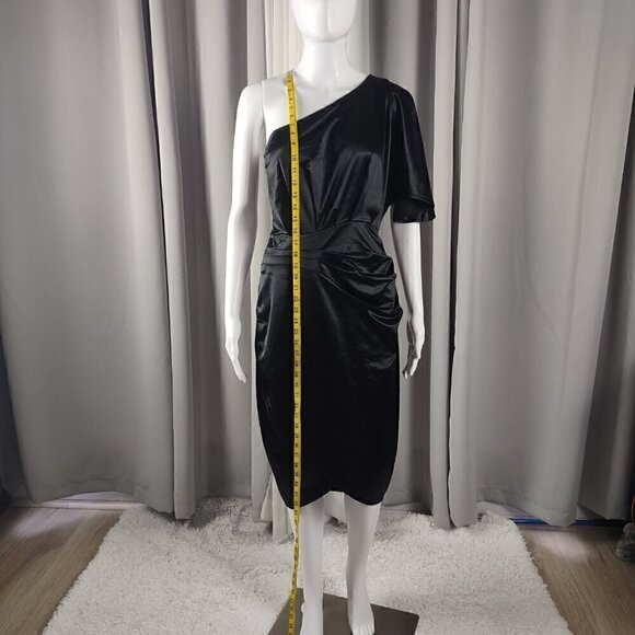 Ladmous Black Off The Shoulder Bat Sleeve Ruched Bodycon Mini Dress Size M (NWT) - Picture 5 of 13